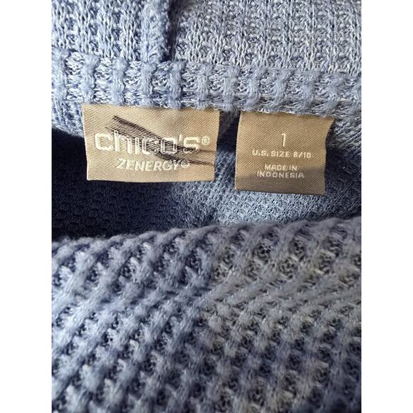 Chicos Cardigan Sweater Medium Pockets Waffle Knit Textured Wrap Normcore Office - Picture 5 of 12